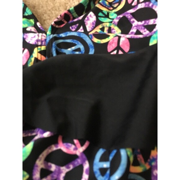 Xhilaration Girls Peace Sign Print Swim Top Tie Back Neck Size L 10-12 - Picture 2 of 7
